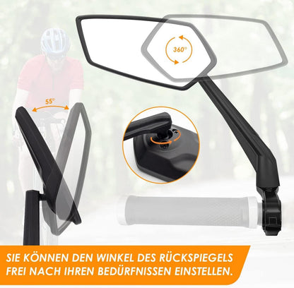 Fahrradspiegel HD Extra Große Spiegelfläche Schlagfestes Echtglas 2
