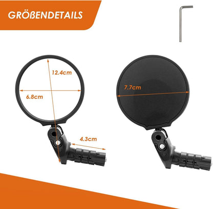 Arkham Fahrrad Rückspiegel für Lenker E-bike HD Glas Konvexe Linse 2PCS