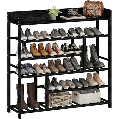 Bambus Schuhregal 6-stöckig für 20 Paar Schuhe, schwarz