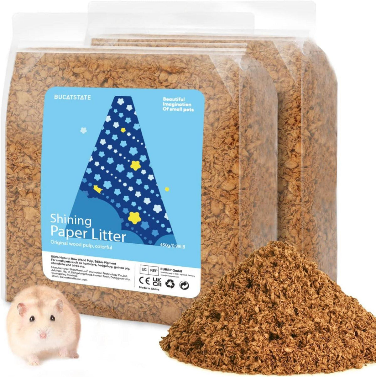 Hamsterstreu Bunt 900g - Staubfrei, Natürlich für Kleine Haustiere