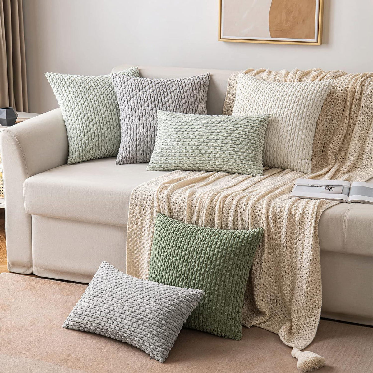 Kordsamt Kissenbezug 40x40cm 2er Set Cremeweiß deco Sofakissen