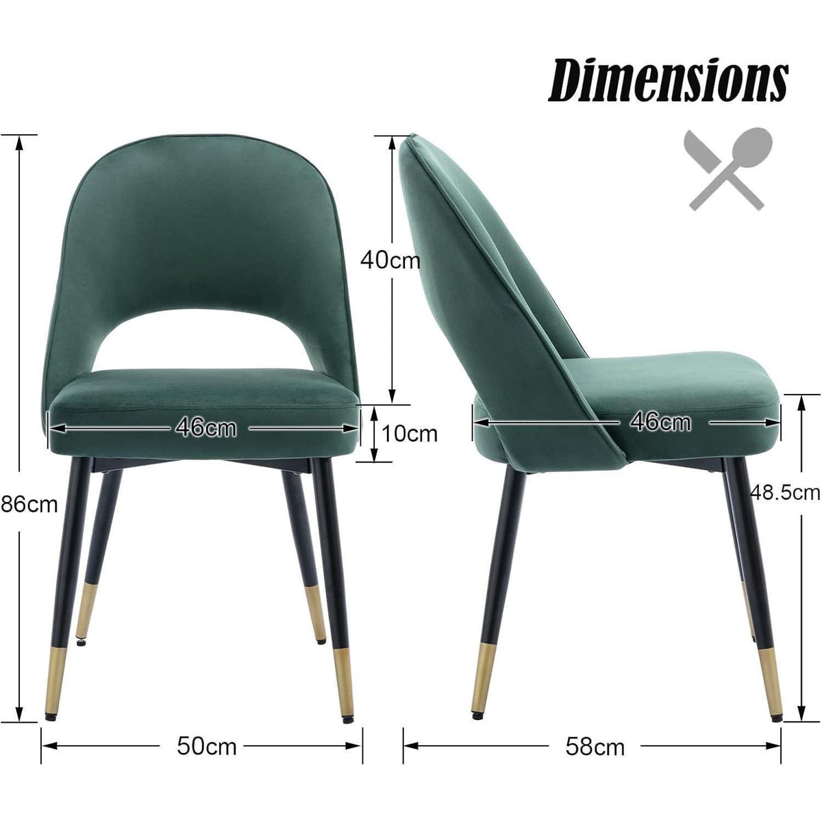 Samt Esszimmerstühle Set 4 - Modern & Komfortabel Grün