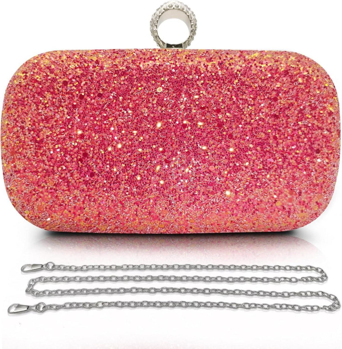Glitzer Clutch Handtasche Abendtasche Strass Umhängetasche
