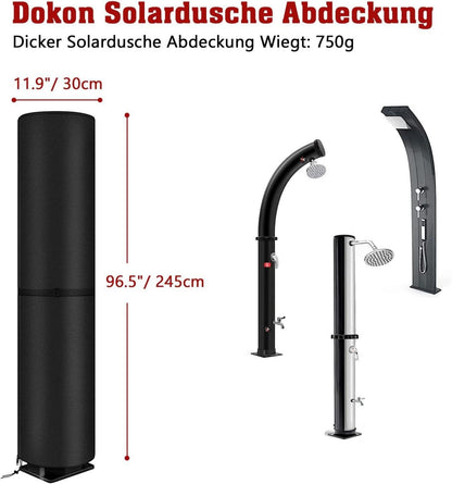Solardusche Abdeckung wasserdicht 600D Oxford Gewebe 245x30cm Schwarz