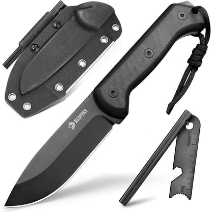 Survival Messer D2 Stahl Full Tang mit Feuerstahl & Kydex Holster