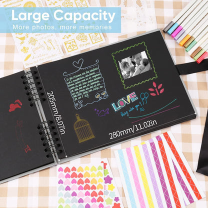 DIY Fotoalbum zum Selbstgestalten, Scrapbook mit 80 Seiten, Grau