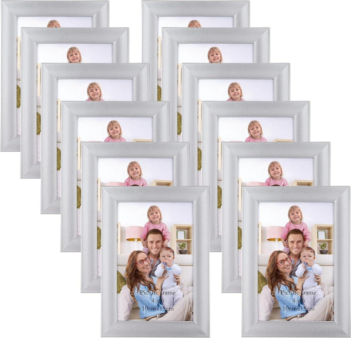 Bilderrahmen Set 12 Stück 10x15cm Silber Plexiglas Collage Wand Tisch