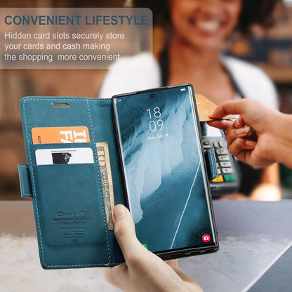 Samsung Galaxy S23 Ultra 5G Handyhülle Lederhülle Flip Case Blaugrün