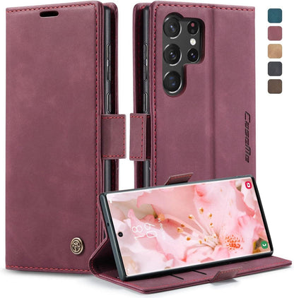 Samsung Galaxy S23 Ultra 5G Lederhülle Flip Case Weinrot