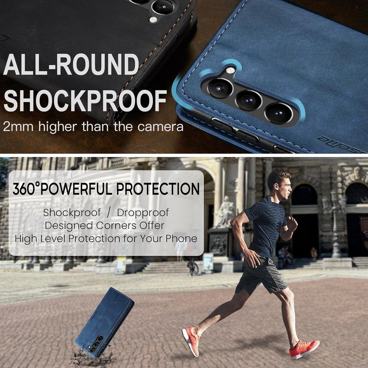 Handyhülle Samsung Galaxy S23 5G Premium Leder Flip Case Blau