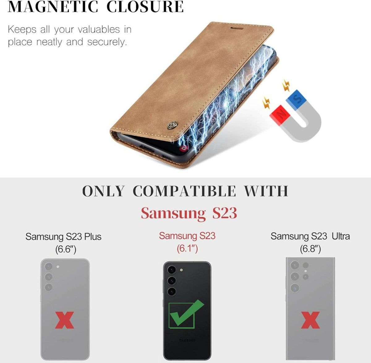 Samsung Galaxy S23 5G Handyhülle Leder Flip Case Braun