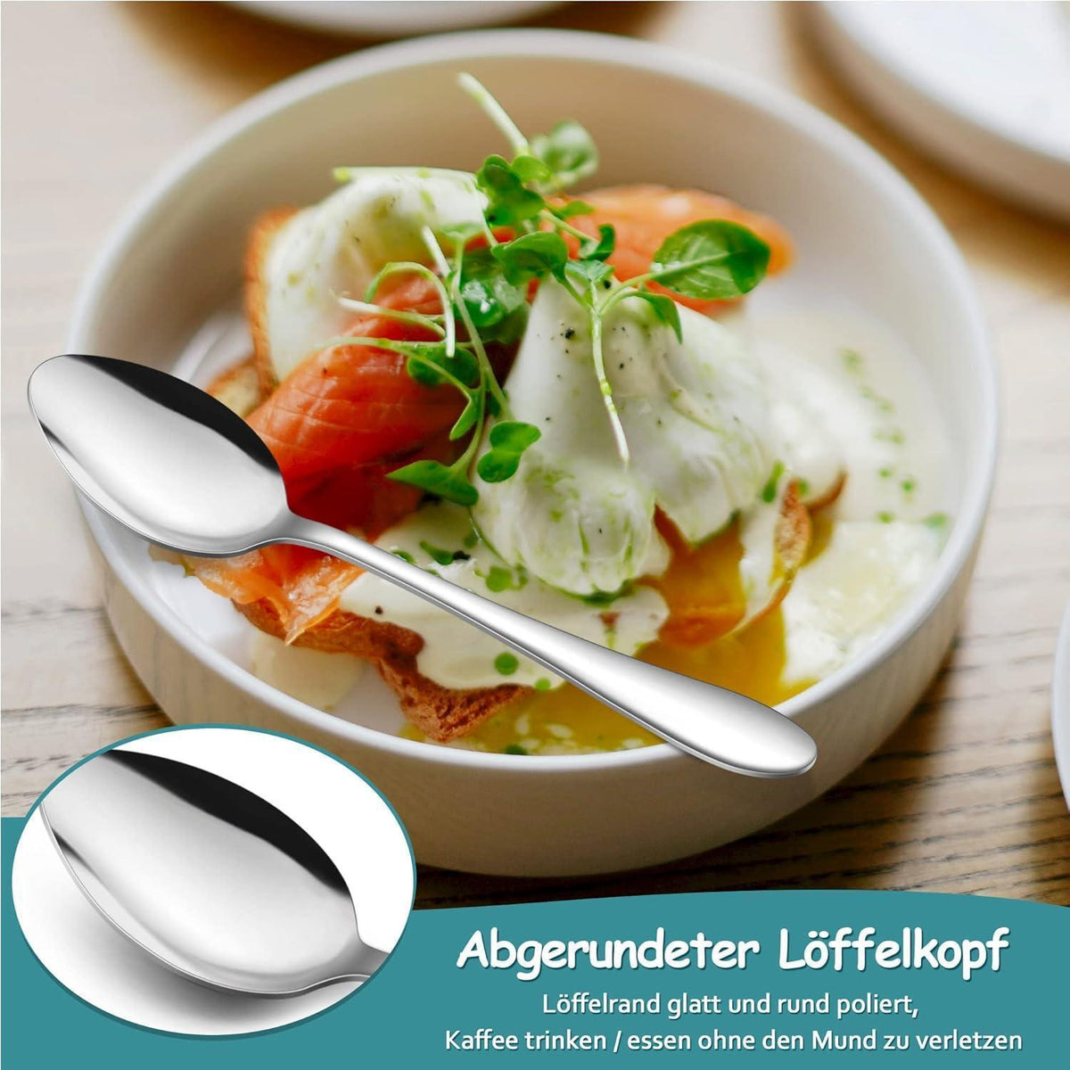 Edelstahl Teelöffel 12er Set, Spiegelpoliert, 13,5 cm