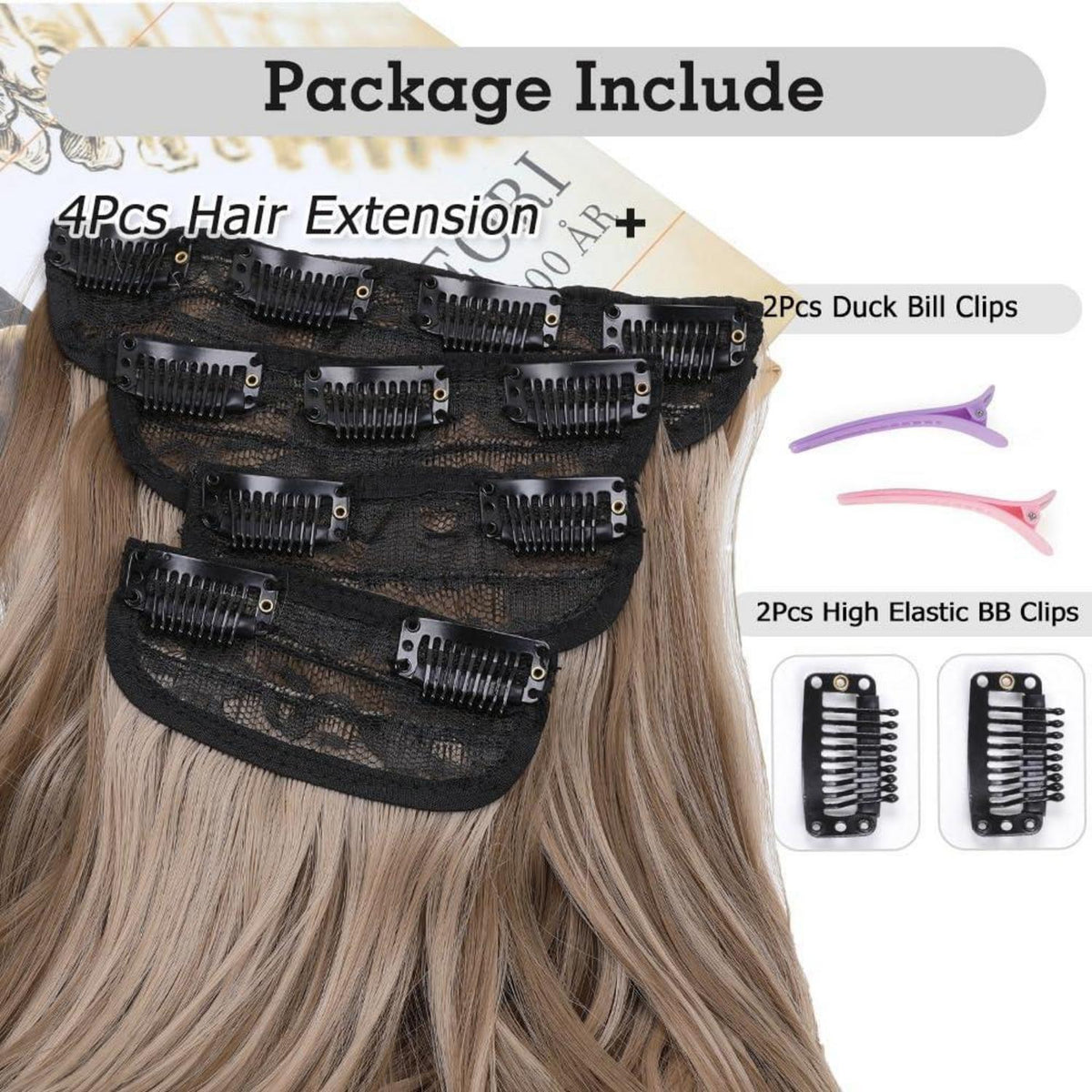 Welliges Clip-in Haarverlängerung 24 Zoll – Echthaar-Optik