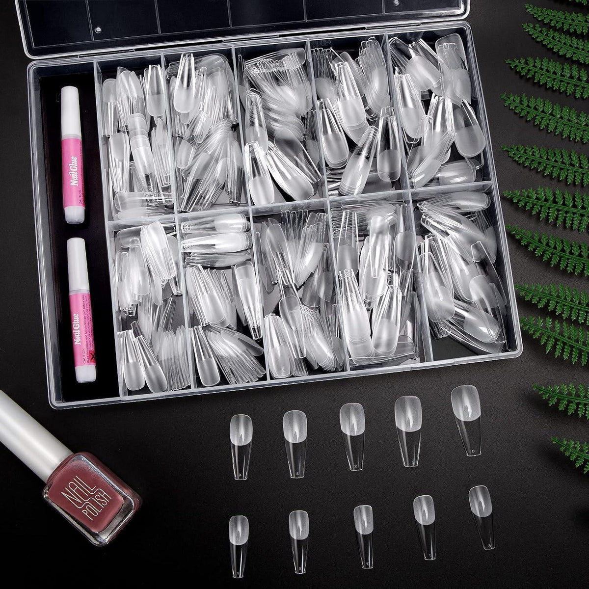 500 Stück Ballerina Nageltips – Mattierte Gel-Nägel für DIY Nail Art