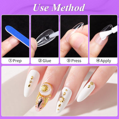 500 Mandel Nagelspitzen Set – Künstliche Gelnägel für DIY Nail Art