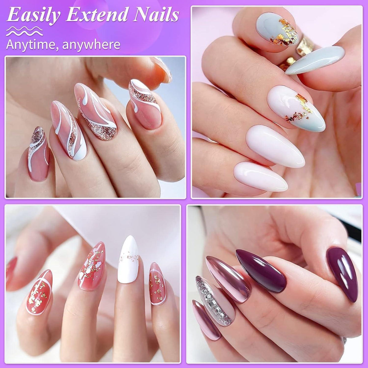 500 Mandel Nagelspitzen Set – Künstliche Gelnägel für DIY Nail Art