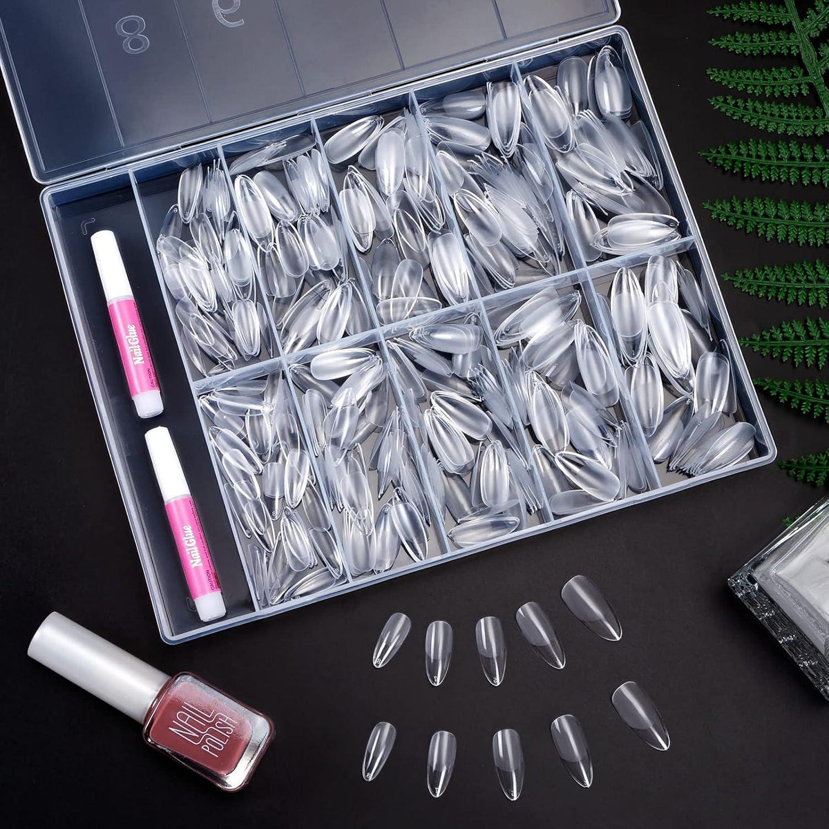 500 Mandel Nagelspitzen Set – Künstliche Gelnägel für DIY Nail Art