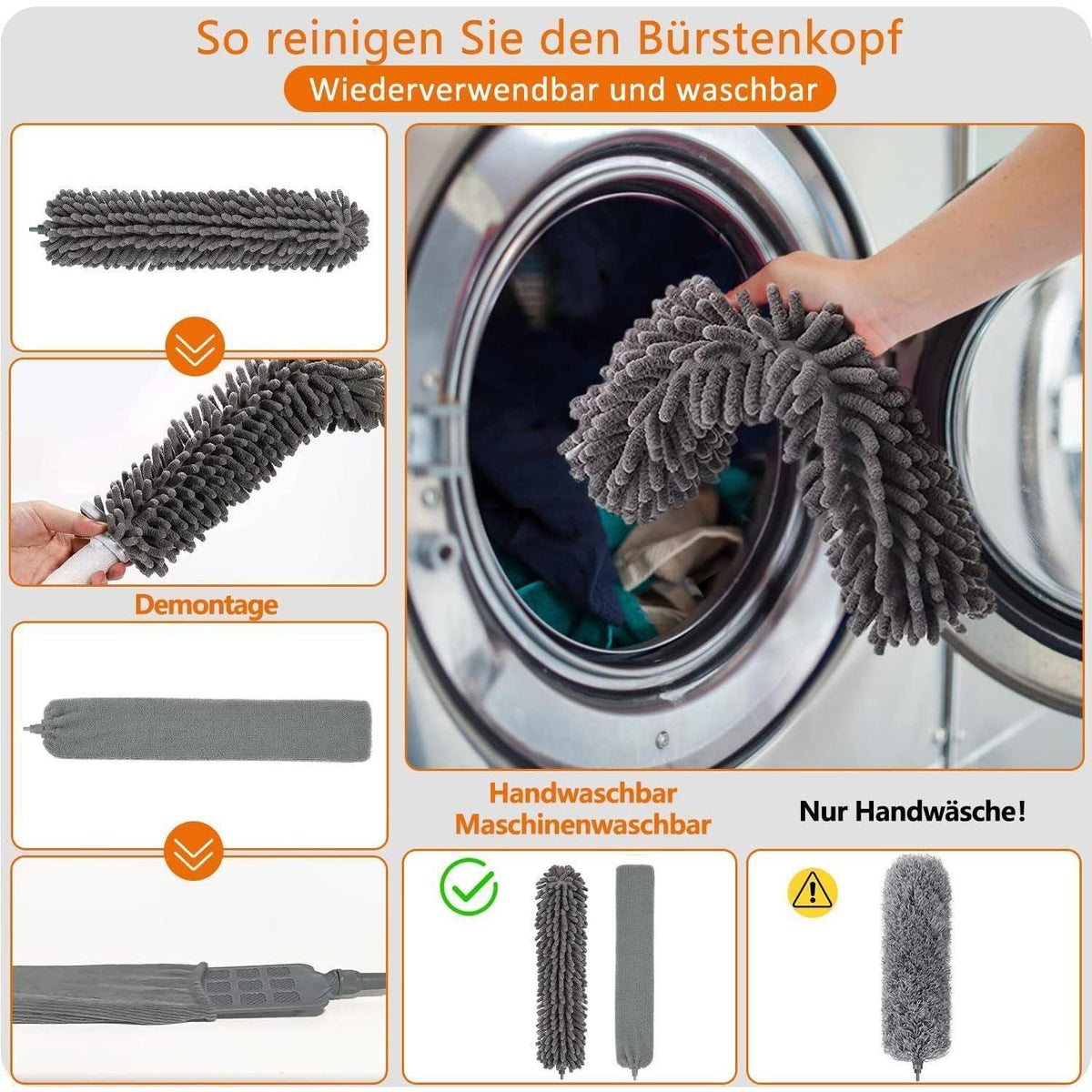 Teleskop-Staubwedel 245cm, 4-teiliges Set, biegsam