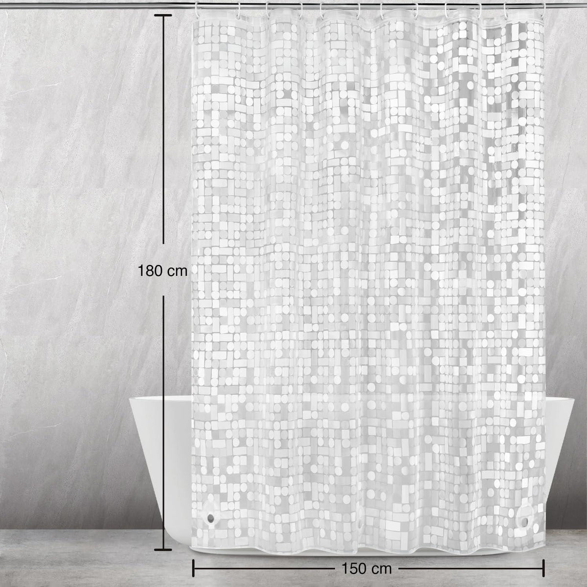 Duschvorhang Anti-Schimmel mit Magneten, Transparent Geometrisch, 150x180cm