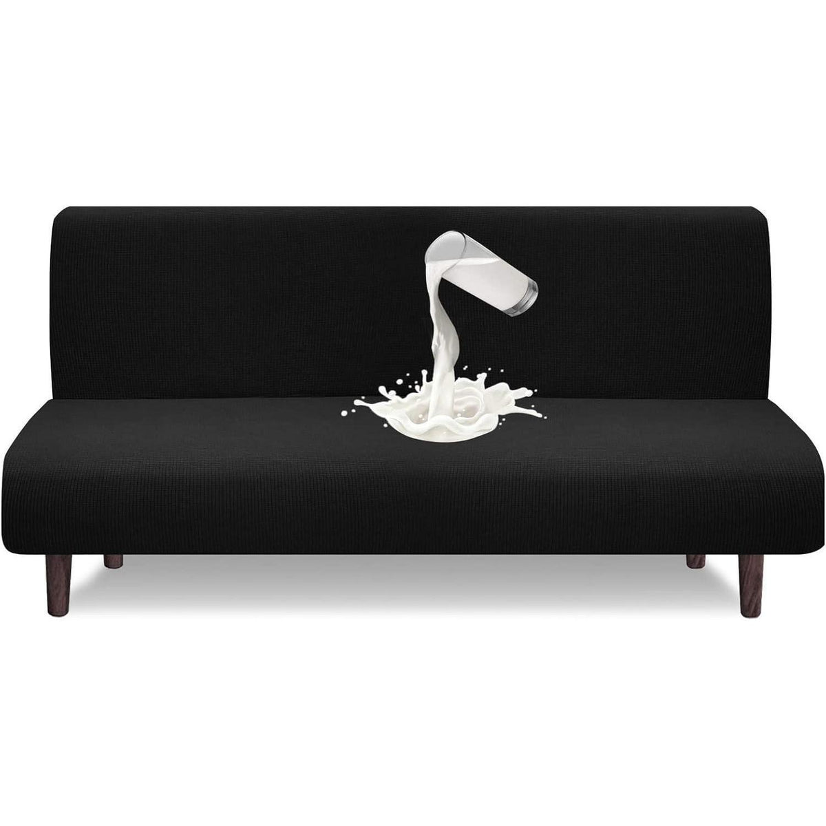 Wasserdichte Futon Abdeckung ohne Armlehnen – Stretch Sofabezug Schwarz