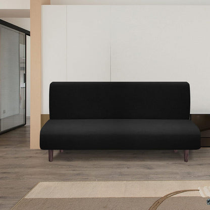 Wasserdichte Futon Abdeckung ohne Armlehnen – Stretch Sofabezug Schwarz
