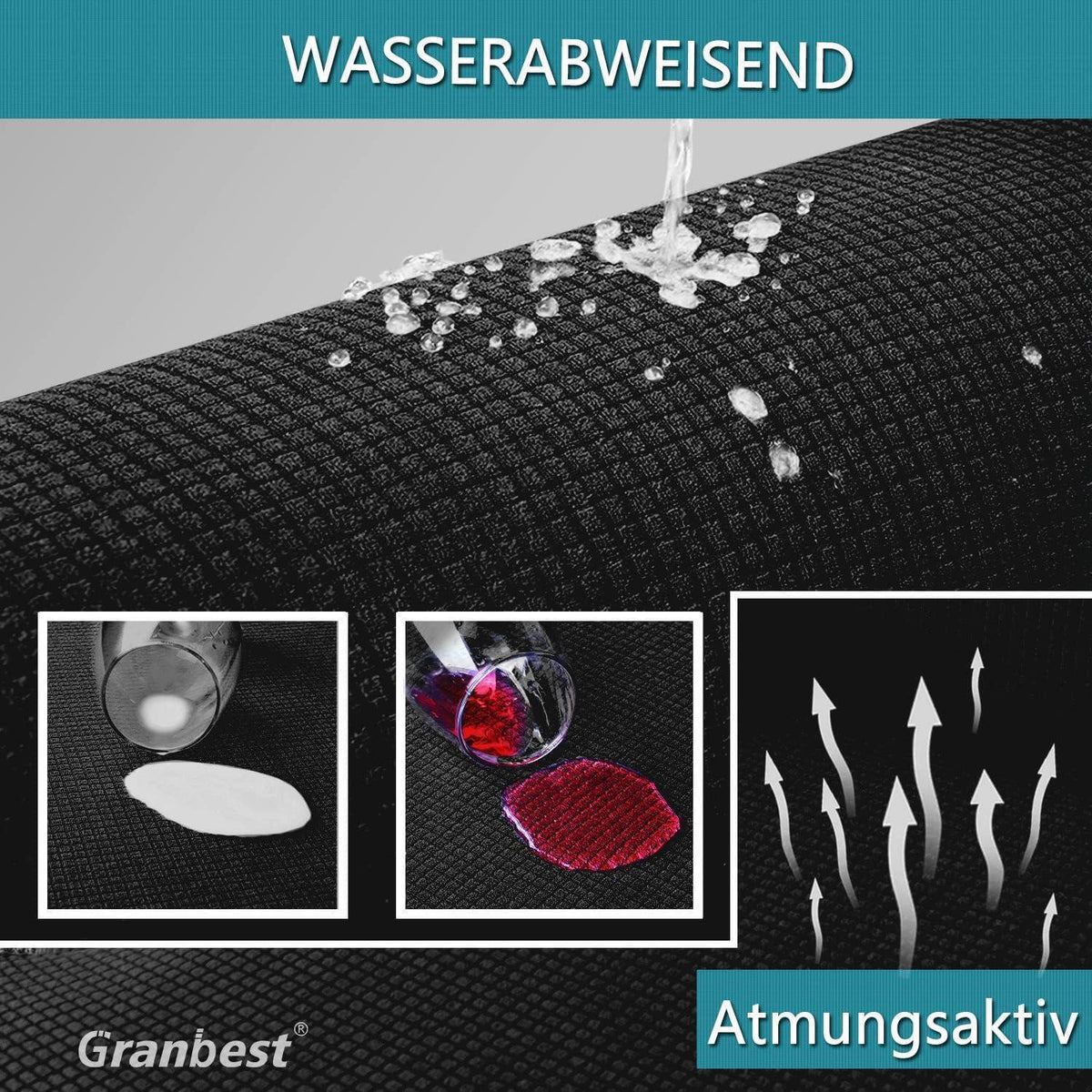 Wasserdichte Futon Abdeckung ohne Armlehnen – Stretch Sofabezug Schwarz