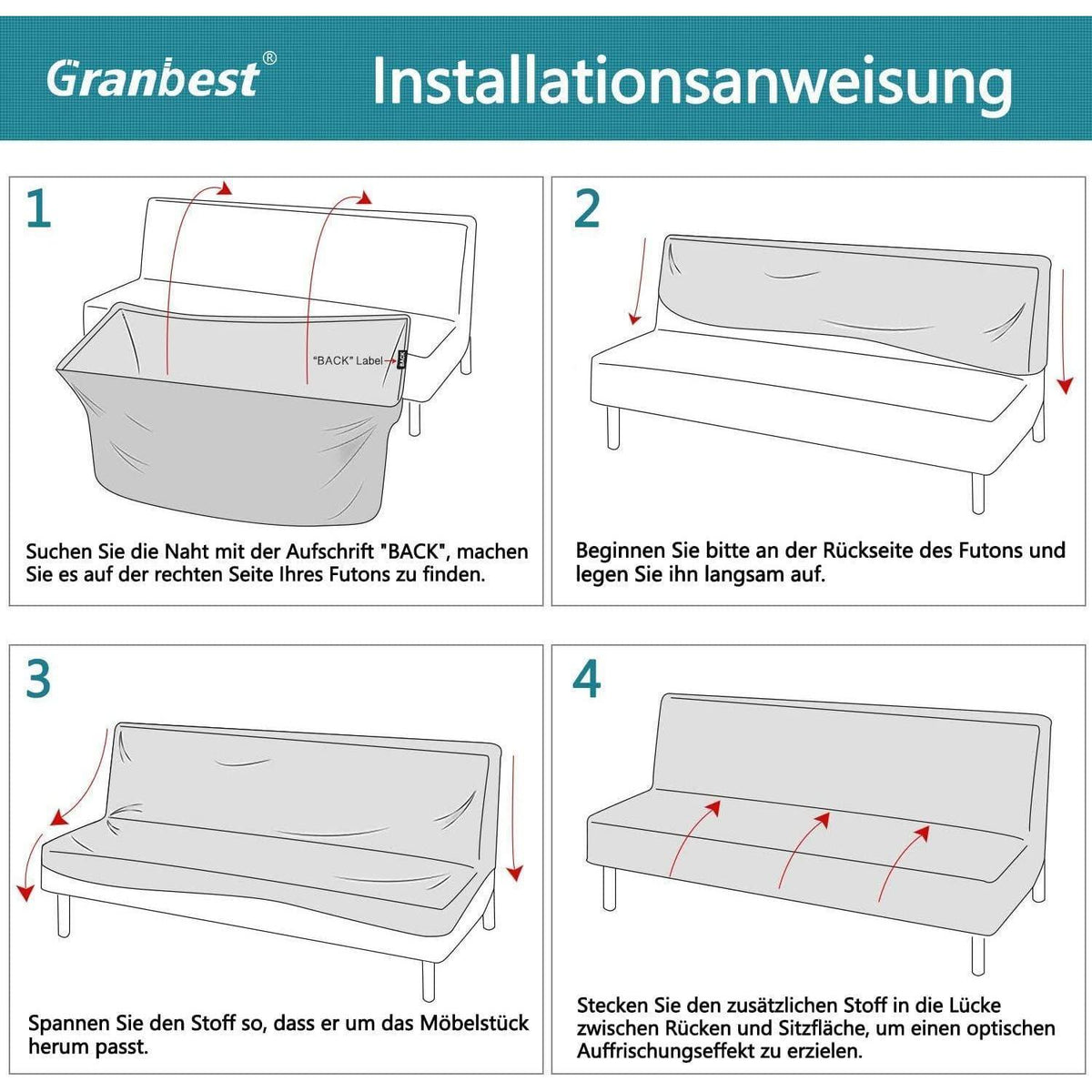 Wasserdichte Futon Abdeckung Stretch Sofabezug MatchaGrün