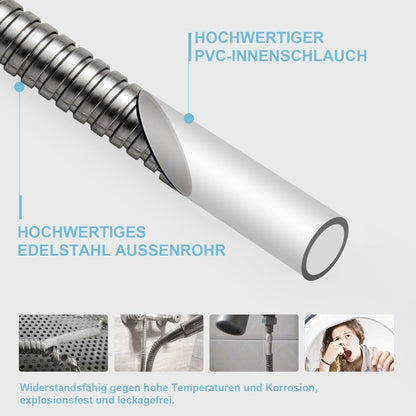 Duschschlauch Edelstahl 5m Hochdruck Brauseschlauch Nickel-Grau