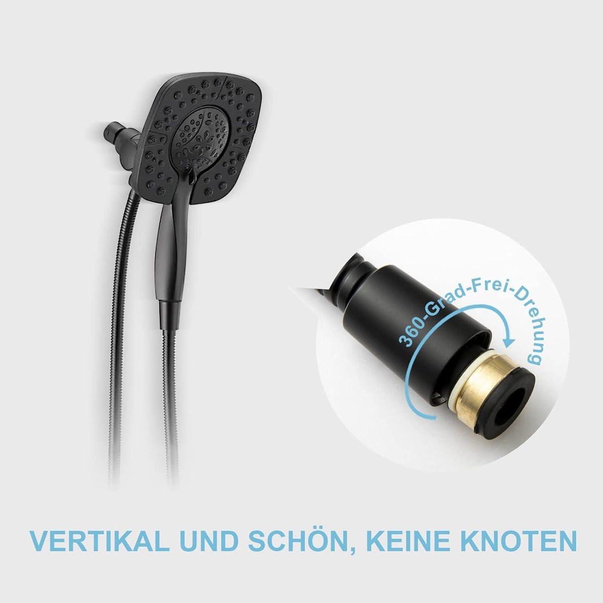 Edelstahl Duschschlauch Mattschwarz 2m Knickschutz