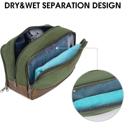 Kulturtasche Herren aus Canvas, wasserabweisend, Grün