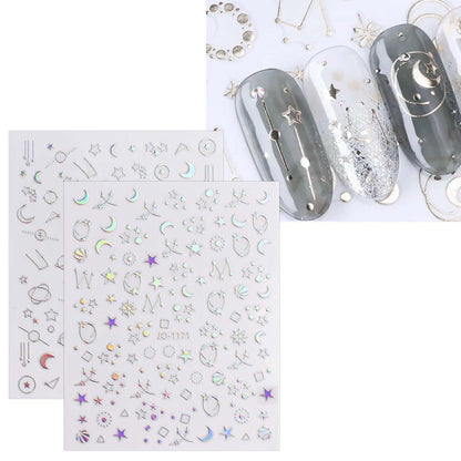 Aurora Nagelsticker – 12 Blatt Holografische Nail Art Aufkleber