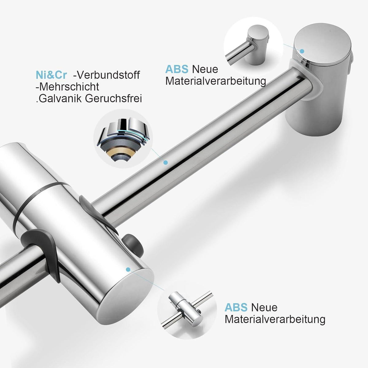 Edelstahl Duschstange 60cm verstellbar mit Duschkopfhalterung