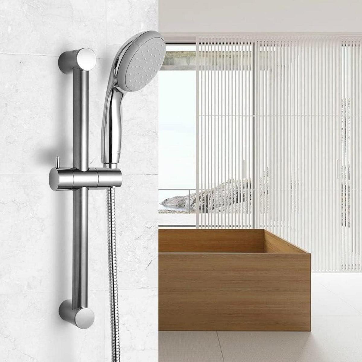 Edelstahl Duschstange 60cm verstellbar mit Duschkopfhalterung