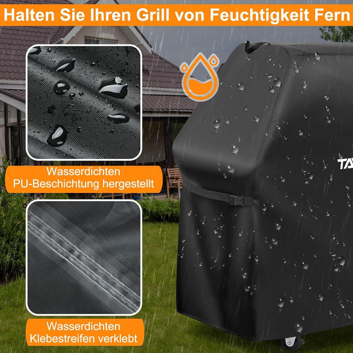 Tavaler Grillabdeckung 140x65x120 cm Wetterfest Oxford-Stoff Gasgrill Schutzhülle