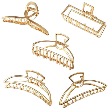 5x Haarklammern Groß für Dickes Haar, Gold Metall Haarschmuck
