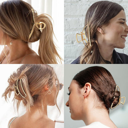 5x Haarklammern Groß für Dickes Haar, Gold Metall Haarschmuck