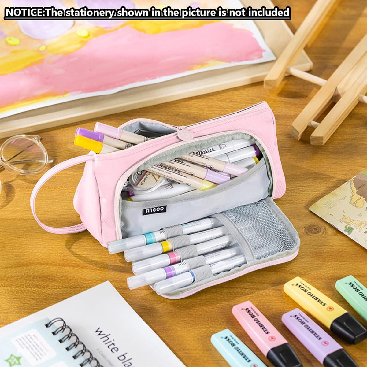 Schönes X SIM FITNESSX Federmäppchen Mädchen Etui 3-Fach Pencil Case Pink