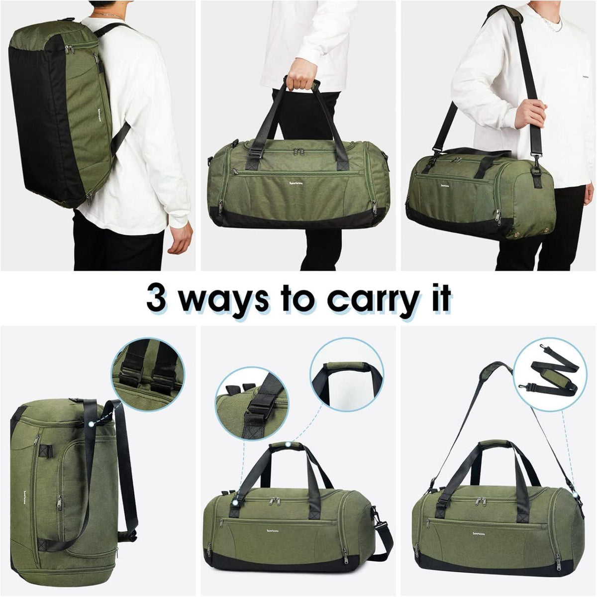 Sporttasche mit Schuh- und Nassfach, Weekender Damen&Rucksack Herren