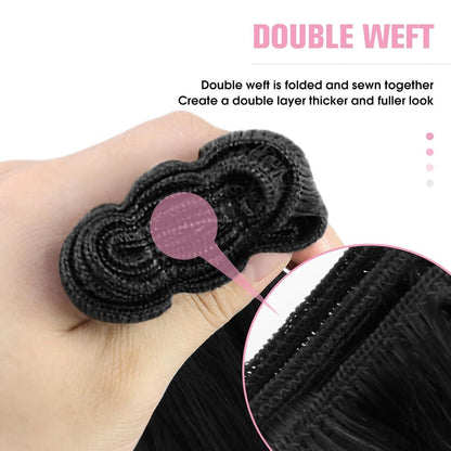 Echthaar Tressen Schwarz 35cm - 100g Weft Extensions