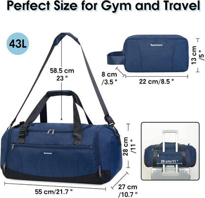 Sporttasche Rucksack Herren Reisetasche mit Schuhfach und Nassfach Blau