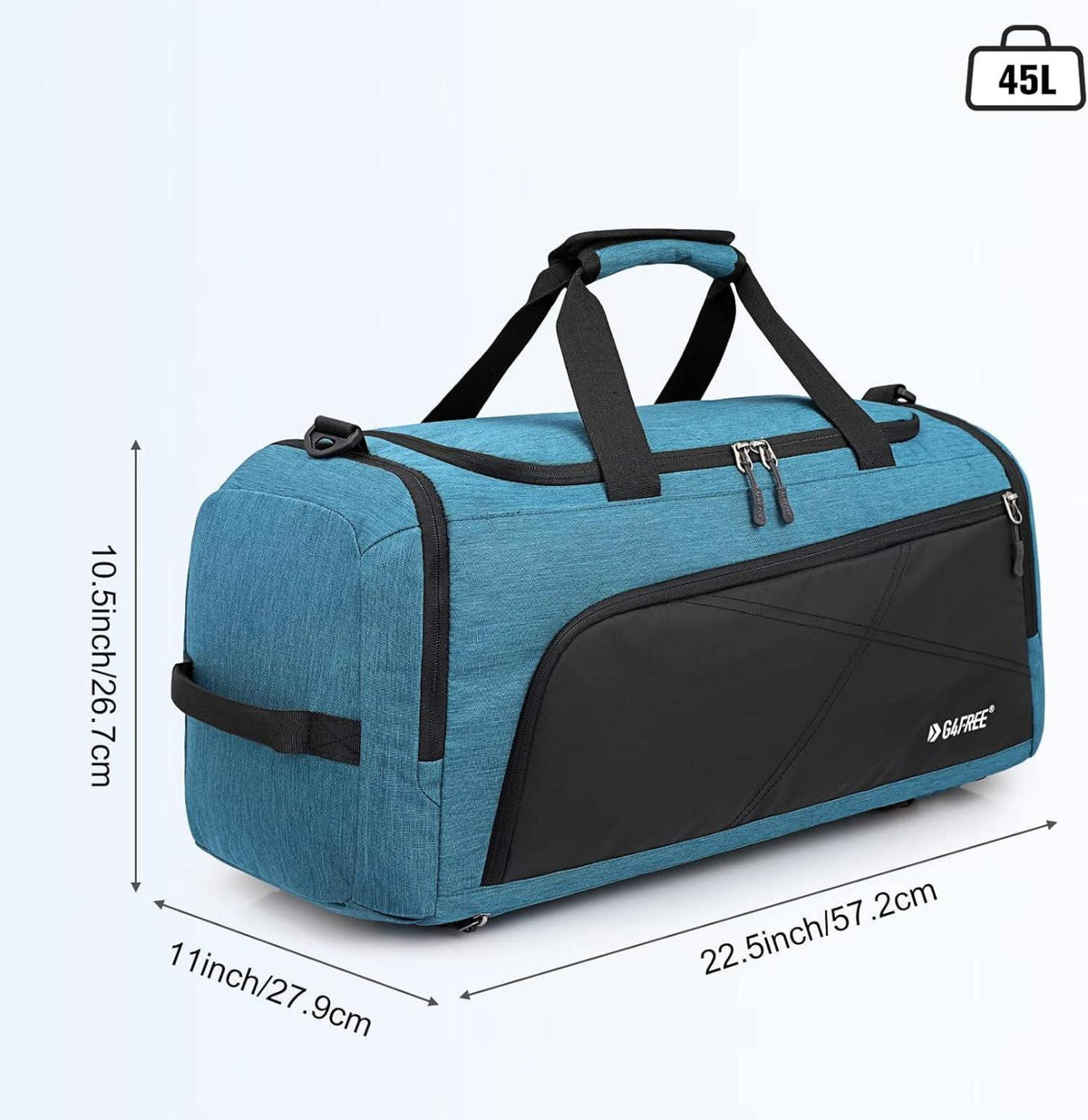 Große Sporttasche 60 l Nass- & Schuhfach, Reise Yoga Camping