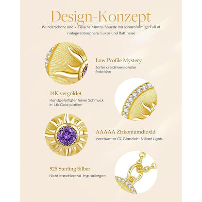 CDE Sonnenkette 925 Sterling Silber Halskette für Frauen mit