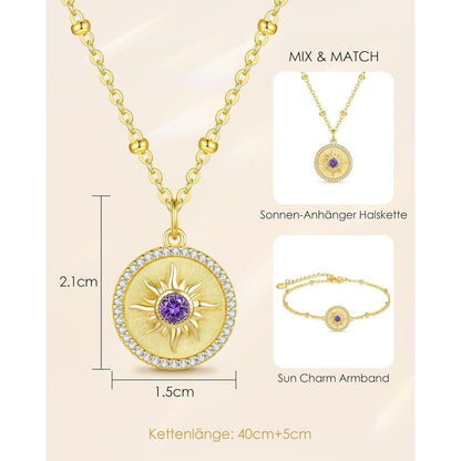 CDE Sonnenkette 925 Sterling Silber Halskette für Frauen mit