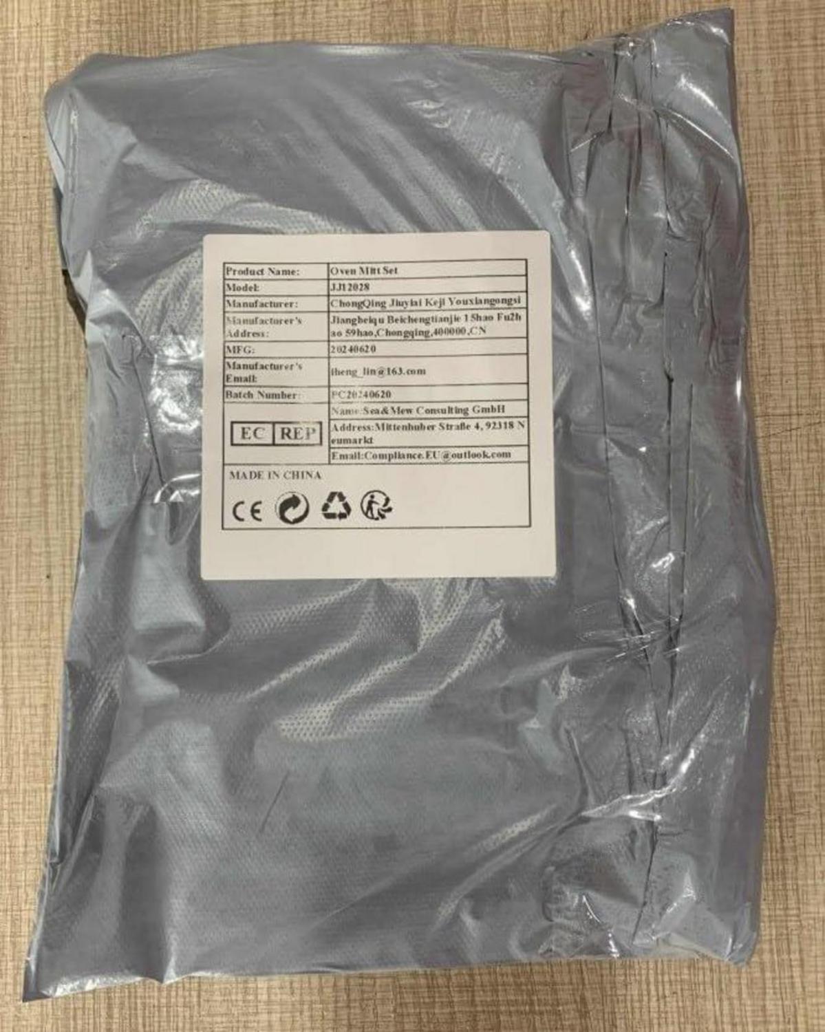 Ofenhandschuhe Set 4-teilig 300°C Hitzebeständig Silikon Schwarz