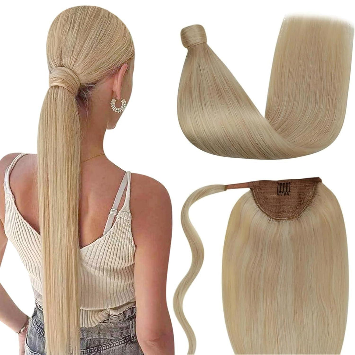 Echthaar Zopfbraut – Braun Blond Highlight 35cm