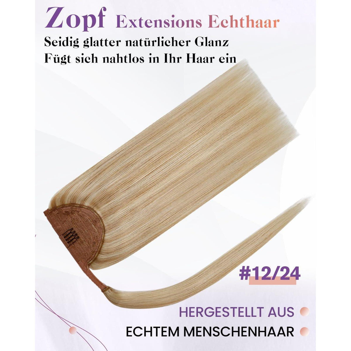 Echthaar Zopfbraut – Braun Blond Highlight 35cm