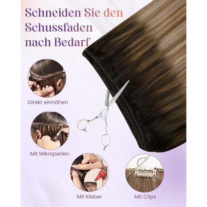 Braun Balayage Echthaar Tressen – Dunkelbraun zu Blond