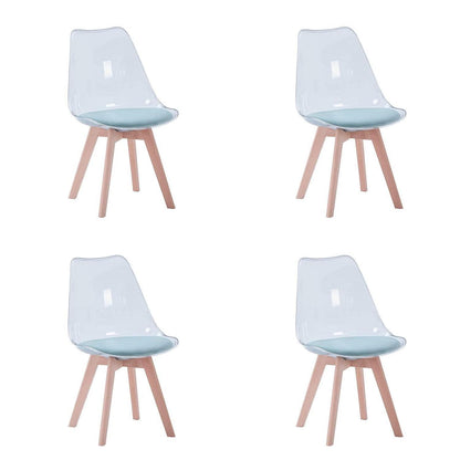 Moderner Esszimmerstuhl Set (4x) - Transparent Grün Flanell