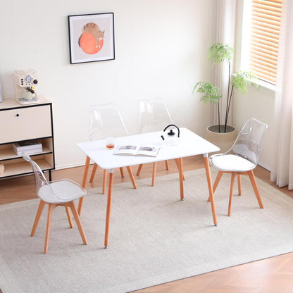 8 Moderne Transparente Esszimmerstühle mit Kissen – Weiß
