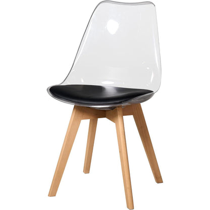 8 Moderne Transparente Esszimmerstühle mit Kissen & Holzbeine